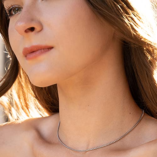 Nyc Sterling Necklace 2Mm Round Box Chain, Sterling Silver For Men And Women, Made In Italy (22") #TOP5