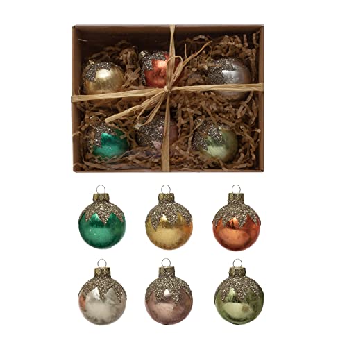 Creative Co-Op Round Glass Ball Ornaments, Multicolor, Boxed Set Of 6 #TOP17