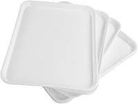 Vista 6 de Fast Food Trays, Plastic Serving Tray, White, Set of 6