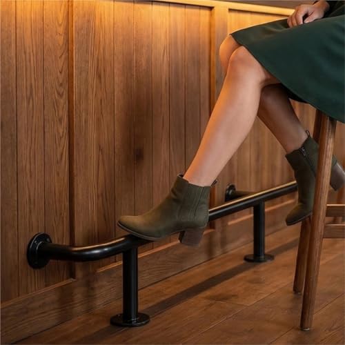 Barre de repose-pieds commerciale robuste en acier inoxydable noir mat avec fixation sol