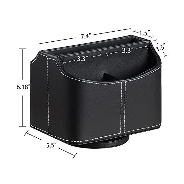 PUSU 360° Drehbarer Fernbedienungshalter,TV-Fernbedienung aus PU Leder Schreibtisch-Organizer mit 5 Fächern für TV,DVD… – Bild 3