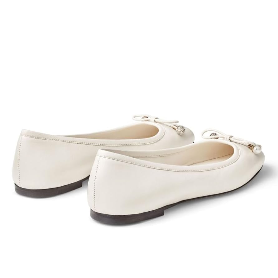 Women's Ballet Flats Bowknot Ballerina Flats Round Toe Slip On Pearl Dressy Casual Flats for Wedding Working3