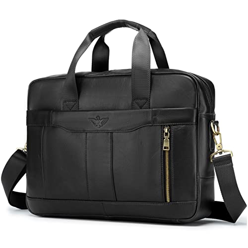 SPAHER Cartable Homme Cuir Malette Sacoche Ordinateur Homme 15,6 Pouces Sacoche Travail Business Besace Sac Porte Document Sacs à Main Bandoulière Messenger...