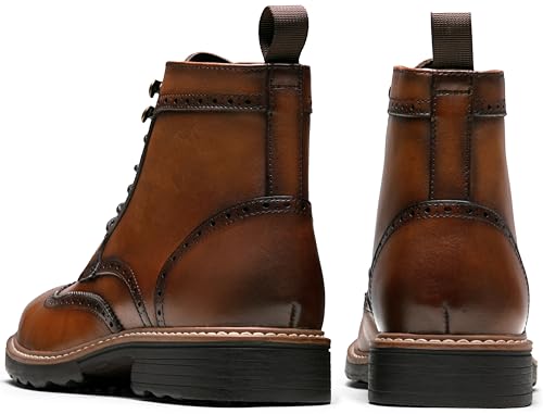 Image of Jousen Leather Boots for Men Dress Retro Classic Design Mens Boots Cap Toe Boot Black Rubber Sole