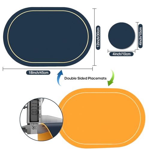 Table Mats Set of 4, Faux Leather Wipeable Placemats and Coasters Sets 4 - Image 2