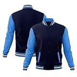 KXK Men’s Fashion Varsity Jacket Causal Cotton Letterman Baseball Bomber Jacket Lightweight Coat