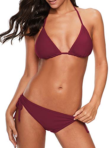 Image of Century Star Women Cute String Triangle Bikini Sets - Swimsuits Two-Piece Tie Side Adjustable Ties Halter Bathing Suit
