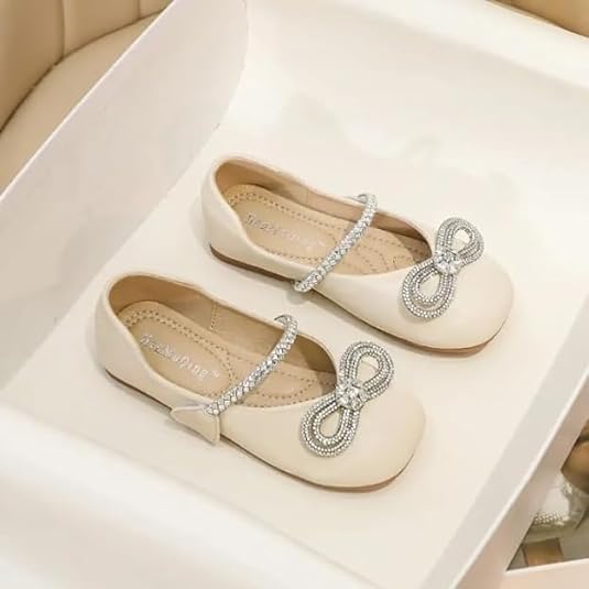 Girls Big Kid Mary Jane Ballerina Flat Dress Shoes Rhinestone Glitter Summer Spring2