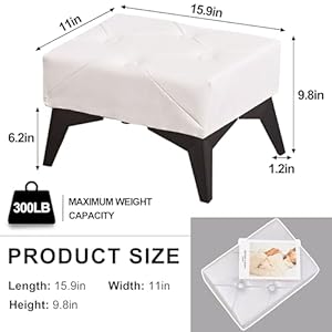Cpintltr Small Footstool Ottoman, Leather Soft Footrest Ottoman with Iron Legs, Rectangle Foot Stools with Non-Slip Pads, Step Stool, Sofa Footrest for Living Room Entryway Bedroom White Cpintltr Small Footstool Ottoman Leather Soft Footrest Ottoman with Iron Legs Rectangle Foot Stools with Non Slip Pads Step Stool Sofa Footrest for Living Room Entryway Bedroom White