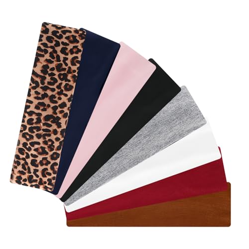 RUIOMII 8Pcs Sports Headband, Soft Elastic and Sweat Absorbing Headbands for Women's Hair Elastic Headband