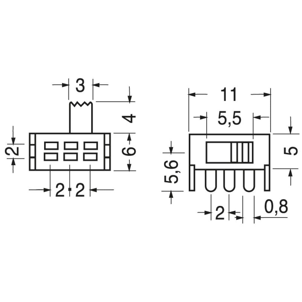 Deviatore A Slitta DPDT Bipolare ON-ON - Per Circuito Stampato, 30Vdc 0.3A, Lup Fung - Foto 9