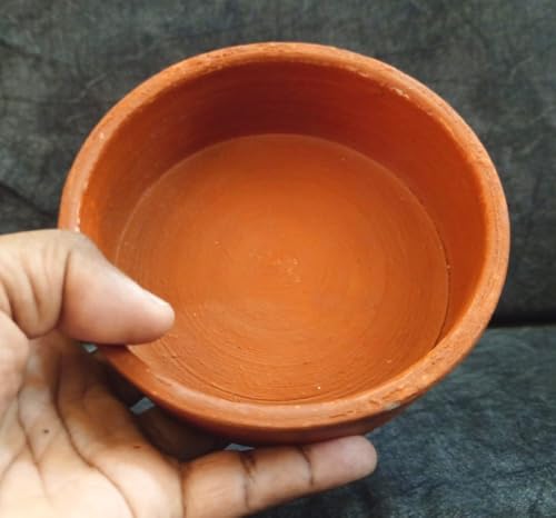 Image of ZENRISE Terracotta Bird Feeder, Water Tray, Bath tub for Birds in Balcony, Garden and cage - Brown, Clay, Small 12cm, Set of 2