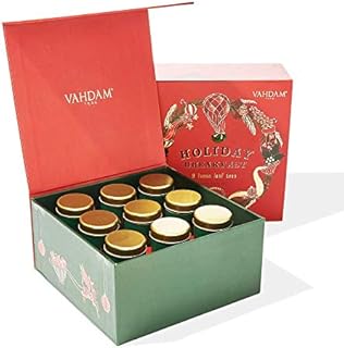 VAHDAM, Christmas Tea Gift Set - Holiday Breakfast Tea, 9 Tea Blends in Luxury Gift Box, 90 Servings | Christmas Gifts for Women & Men, Holiday Tea Gift Box | Christmas Gifts Idea