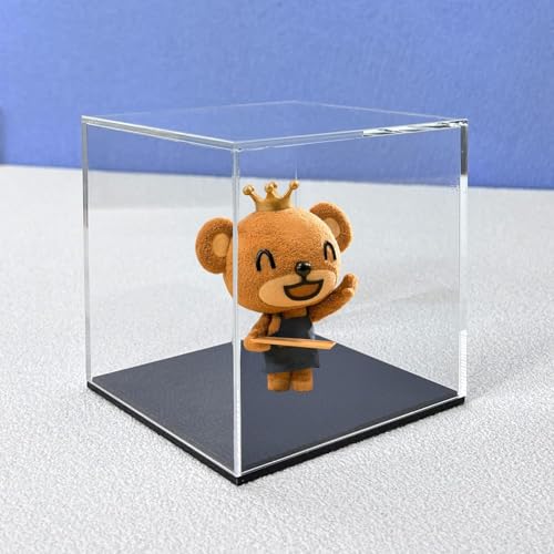 Image of Clear Acrylic Display Case for Collectibles - Self Assemble Transparent Showcase Box | Glass Alternative for Action Figures | Toys | Organizer for Home Display (4x4x4 Inches)