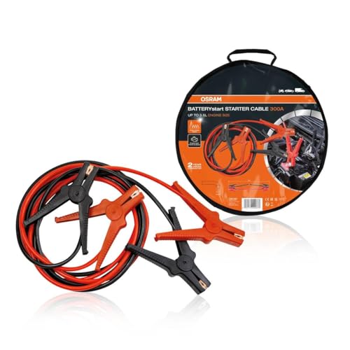 Osram OSC160 Starter Cable, Starthilfekabel Für Benzin und Dieselmotoren, 6/12V, Überbrückungskabel Für 3,5 L Motoren, Kupferbeschichtetes Aluminium, 3 m, Standard, 300A