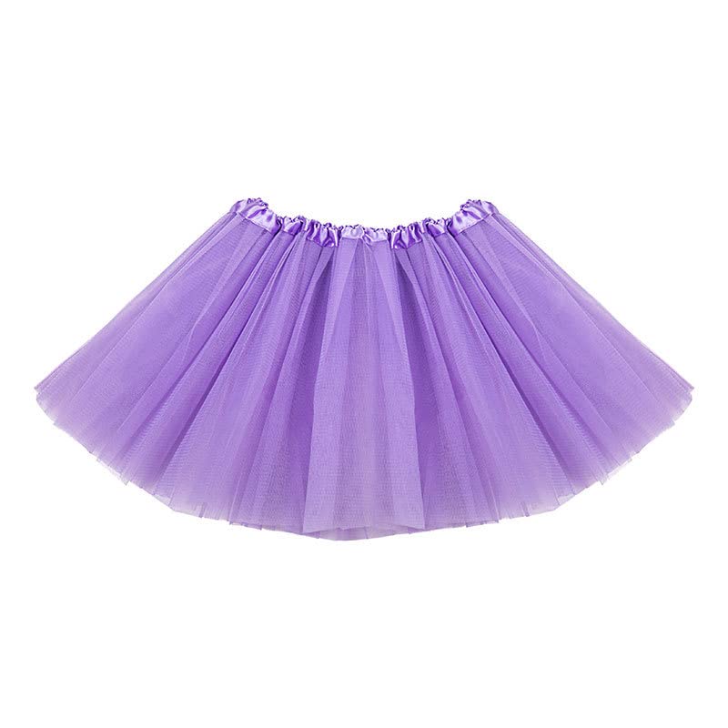 Girl Tutu Skirt 3-Layered Tulle Skirts for Little Girls Fluffy Ballet Dress Up for Party Halloween Costume 2-8 Years Old (Purple)