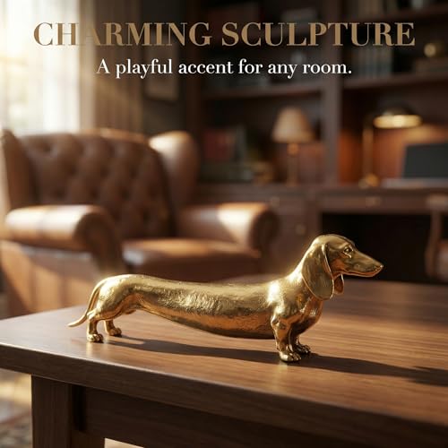 Estatua figura perro Dachshund de latón vintage miniatura 5