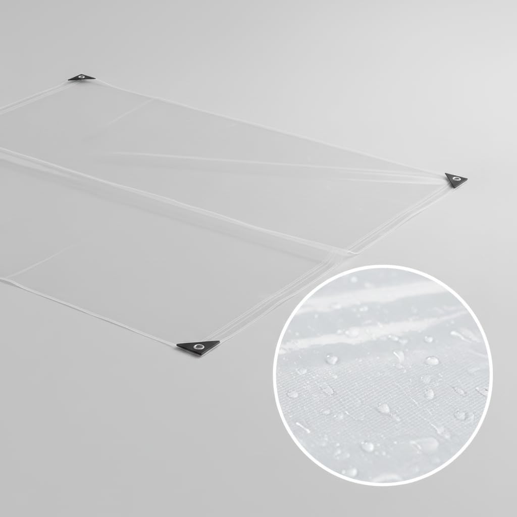Bâche Transparente Extérieur Imperméable en PVC pour Jardin et Protection Toutes Saisons, pour Protection - pour mobilier, 6 * 8m