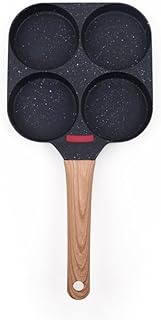 CÉCOA • Poêle 4 Cavités Antiadhésive en Fonte d’Aluminium • Tous Feux Dont Induction • Cuisson Rapide et Homogène pour Pancakes, Blinis, Œufs, Burgers • Indicateur de Chaleur • Manche Ergonomique