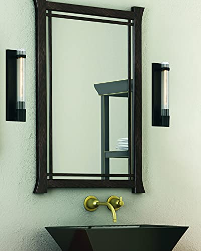 Image of Savoy House 9-996-1-89 Willmar Industrial Modern Clear Ribbed Glass Rectangular Wall Sconce, 1-Light 60 Watt, 16 inch H x 5 inch W, Matte Black