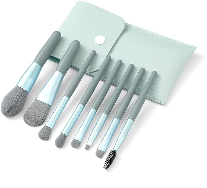8 Pcs Brush Set With Pouch, Makeup Brushes Premium Synthetic Kabuki Foundation, Concealers, Eye Shadows Professional Blush, Face Powder, Highlighter, Contour, Blending Eyeliner (8 PCS)-picture-13