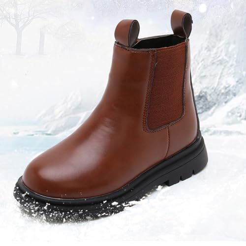 Girls Snow Ankle Boots Warm Fur Lined Dress Boots Side Zip Chunky Low Heel Slip On Winter Casual Booties Shoes3