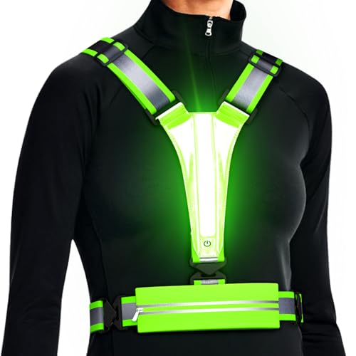 Ylzzrs LED Reflective Vest Running Gear, USB Rechargeable Light Up Running Vest Chest Phone Holder for Runners Night Walking,6-11hrs Light Adjustable Waist/Shoulder for Women Men Kids (green) Ylzzrs LED Reflective Vest Running Gear, USB Rechargeable Light Up Running Vest Chest Phone Holder for Runners Night Walking,6-11hrs Light Adjustable Waist/Shoulder for Women Men Kids (green)