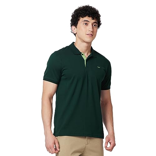 Image of Park Avenue Slim Fit Pure Cotton Print Pattern Polo Neck Casual T-Shirt