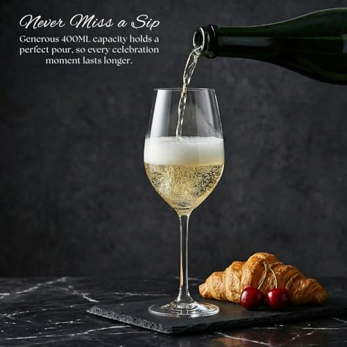 Image of Ash & Roh Wine Glass - Ideal for White or Red Wine Party Glass, Whisky Glass, Clear Glass, 300 ml, (4)