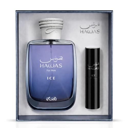 Image of RASASI Hawas Ice For Men 2 piece Travel Set Eau De Parfum Spray 100ML (3.4 Oz) & 8ml (0.27 Oz)