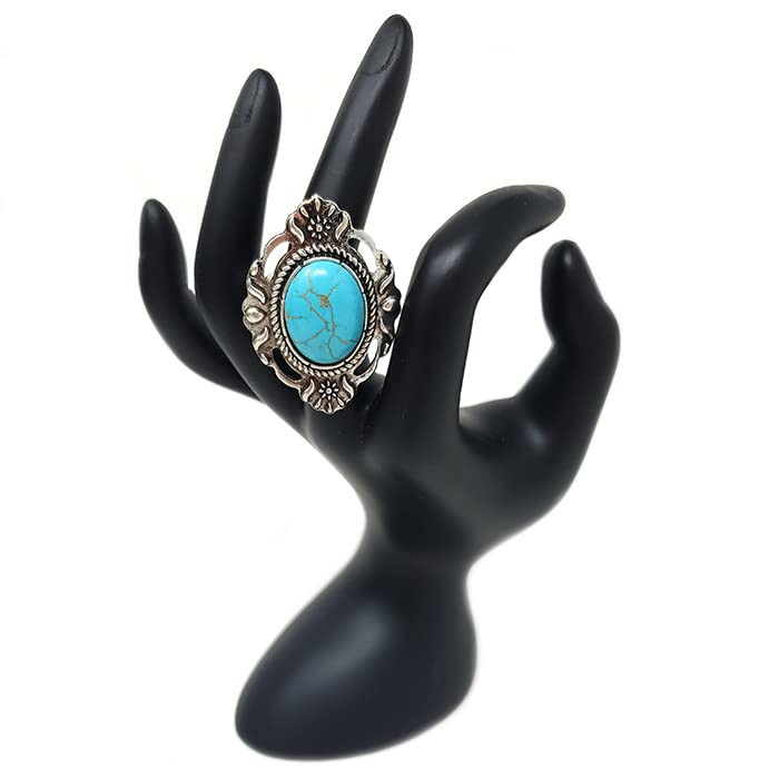 Emulily Western Concho Stretch Ring (Turquoise) Boho3
