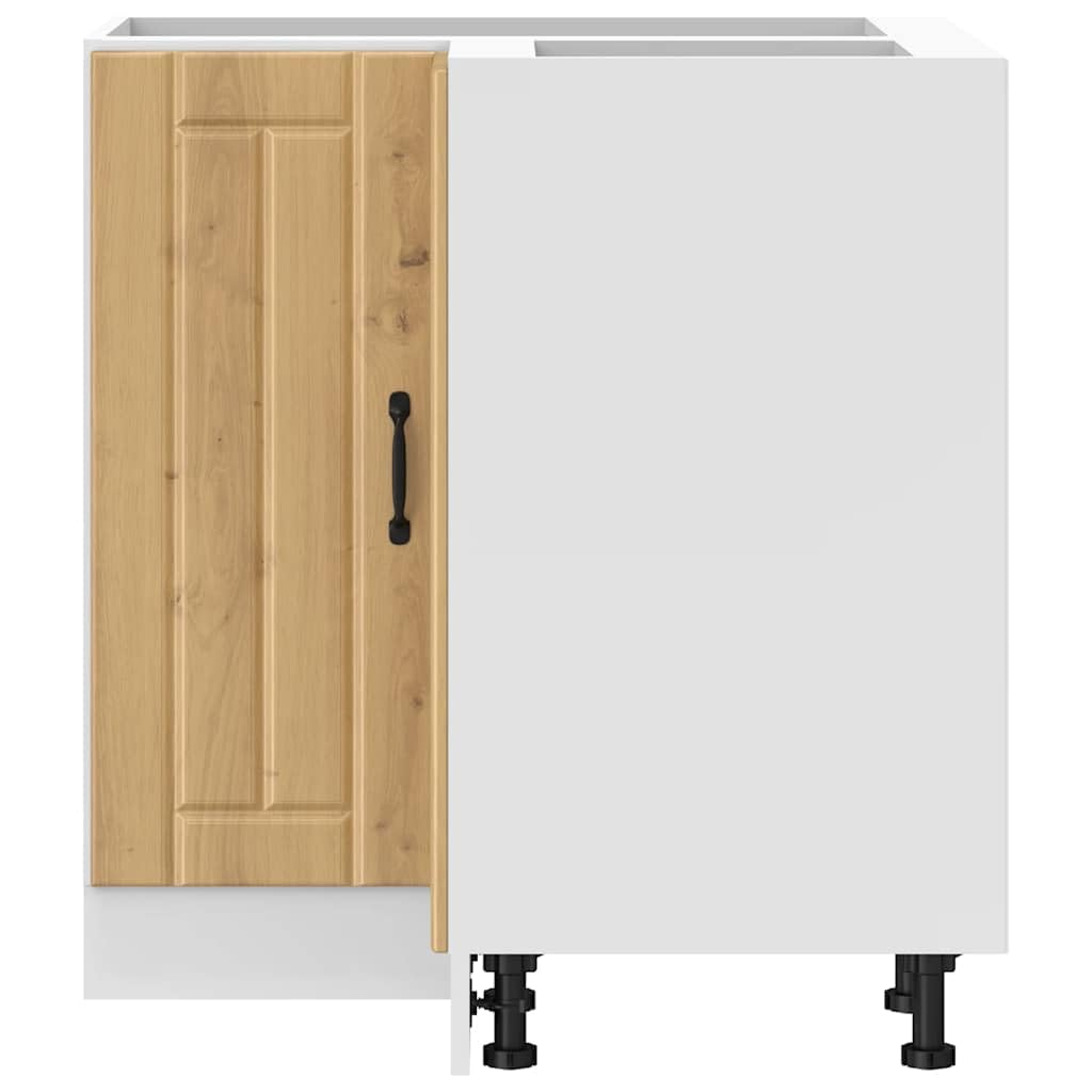 Lucca Artisan - Mobiletto angolare da cucina in legno di quercia Artisan, con piedini regolabili, molto spazio per stoviglie, pentole e utensili da cucina, adatto per credenza, credenza
