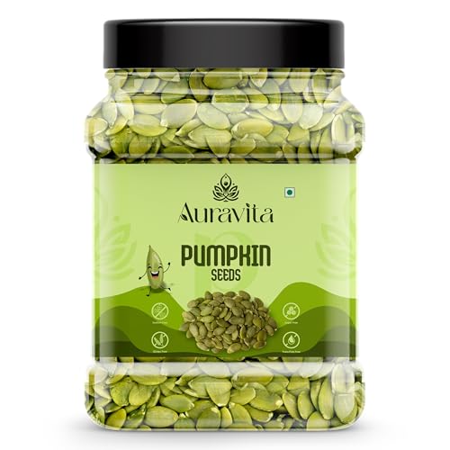 Auravita Premium Pumpkin Seeds 500GM - Natural & Raw Seeds for Eating | Immunity Booster and Protein Rich Seeds | Healthy Diet Snacks Gift Pack