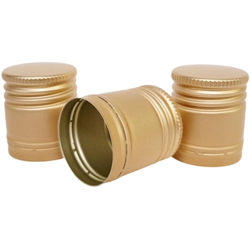 DIAH DO IT AT HOME 48 Pack 30x35mm Gold Metal Screw Caps - Airtight Replacement Lids for Glass Liquor Bottles, Empty Spirit Flasks, Wine & DIY Home Brewing Storage (Set of 48)