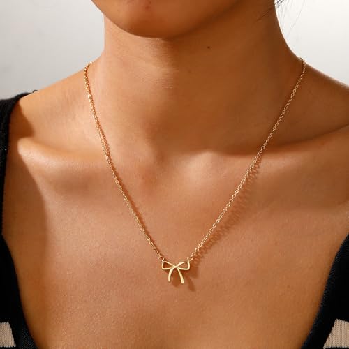 Dainty Gold Necklace for Women - Bow Necklace Gold Necklace for Women Non Tarnish Bow Necklace for Girls Teen Girl Gifts for Girls 6 7 8 9 10 11 12 Year Old Girl Birthday Gifts Gold Jewelry4