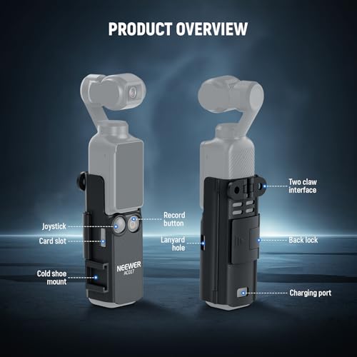 Image of NEEWER BASICS Pocket 3 Extension Mount Adapter Compatible with DJI Osmo Pocket 3 Accessories, Protective Cage Bracket Mic Holder Clamp Stand with Cold Shoe for Tripod Vlog Video Recording, AC017