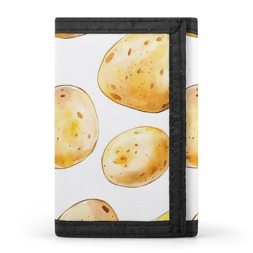 Hand-Drawn Potatoes Trifold Wallets for Men Women Ultra Thin Card Holder Purse with Zip Coin Pocket