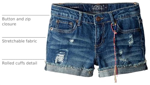 Image of Lucky Brand Girls' Cuffed Jean Shorts, Stretch Denim with 5 Pockets, Mid to High Rise Waist