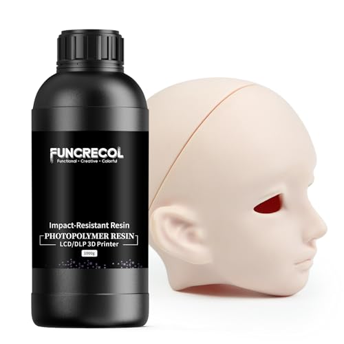 FUNCRECOL Wear-Resistant 3D Printer Resin, Impact-Tough Resin for BJD Models & Articulated Figures, High Precision Soomth Matte Finish 3D Printing Resin for LCD/DLP/MSLA 3D Printer (Light Skin, 1KG)