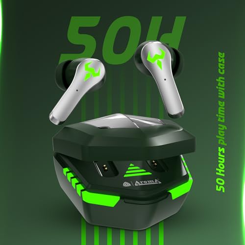 Image of AROMA NB126 Axis Upto 50 Hours Playtime* Fast Charging RGB 45Ms Latency True Wireless Bluetooth v5.4 Gaming Earbuds