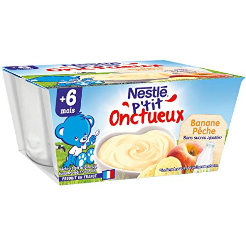  NESTLE P'TIT ONCTUEUX Banane Pêche - 4 x 100g ...
