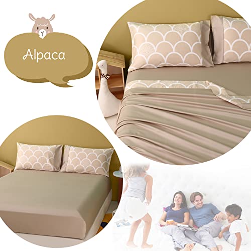 Parure de lit 100% coton bio Simple&Opulence pour grand lit double motif alpaga