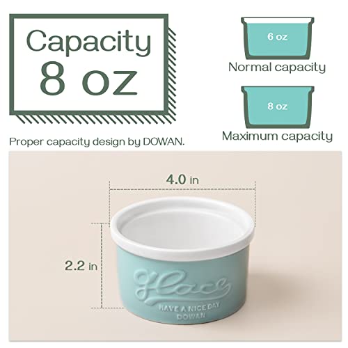 Dowan Ramekins 8 Oz Oven Safe, Porcelain Souffle Dish For Pudding Creme Brulee And Lava Cake, Mason Style Ramekin Bowls For Baking Blue Ceramic Ramekins, Bakeware Set Of 6 #TOP2