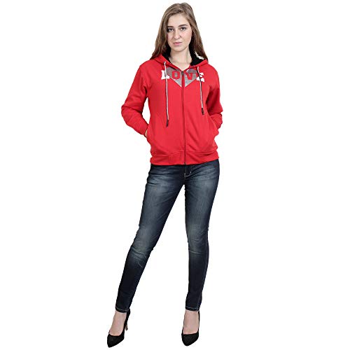 Image of Matelco Women Printed Sweatshirt with Hooded (Dark Pink S)