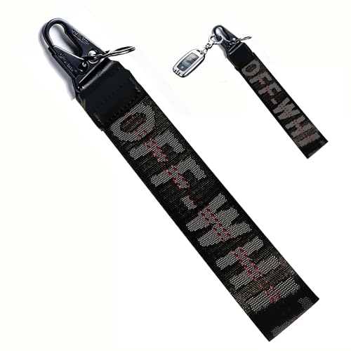 GCHSSS Car KeyChain With Fabric Wristband And Keyring Accessories Durable Jeans Embellishment Design Hang Your Car Keys And Wallet Easily Stylish Wrist Lanyard For Men And Women Daily Use (Black)