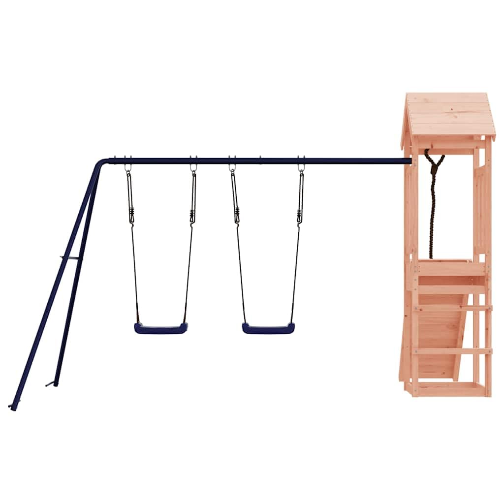 Spielturm aus Massivholz Douglasie mit Kletterwand Doppeltrapez Ringe Sandkasten und Schaukel für Garten Kinder Outdoor Spielplatz für Kinder ab 3 Jahren