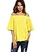 ROMWE Womens Off The Shoulder Ruffle Half Sleeve Blouse Yellow L