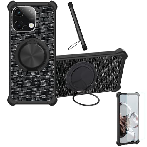 �Ή� Umidigi G9c �P�[�X Phone Case [1�� 9H+�d�x���� �K���X�t�B����][360°��]���X�^���h�A�}�O�l�b�g��]CX-11-HEI