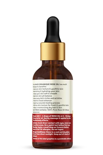 Image of Khadi Organique Rose Essential Oil for Hair Growth, Acne & Blemishes Control | 100% Pure & Natural Oil for Skin, Body, Diffuser, Aromatherapy & Relaxation | For Women & Men of All Skin Types - 15ml