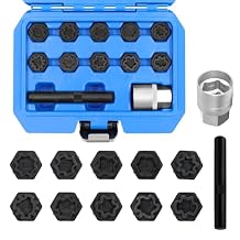 12PCS Wheel Locking Nut Key Kit, Compatible with Mercedes Benz, Wheel Lock Nut Socket Adapter Set, Anti-Theft Lug Nut Removal Tool, Black Carbon Steel, M12 x 1.5 x 40mm